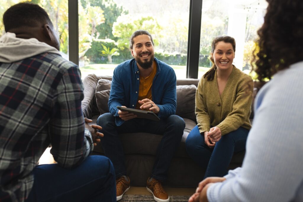 Group of people in recovery for Xanax addiction in treatment program